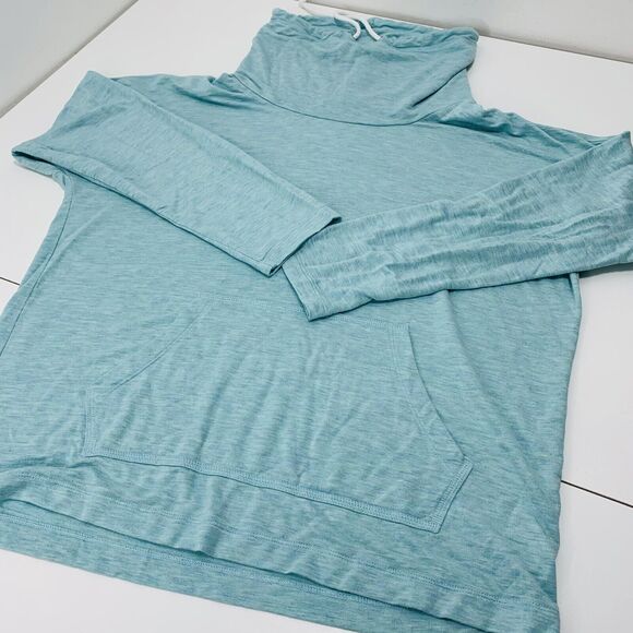 Womens Jasmine And Ginger L Blue Cowl Neck LS  Popover Top Pockets Ultra Soft - Picture 3 of 5